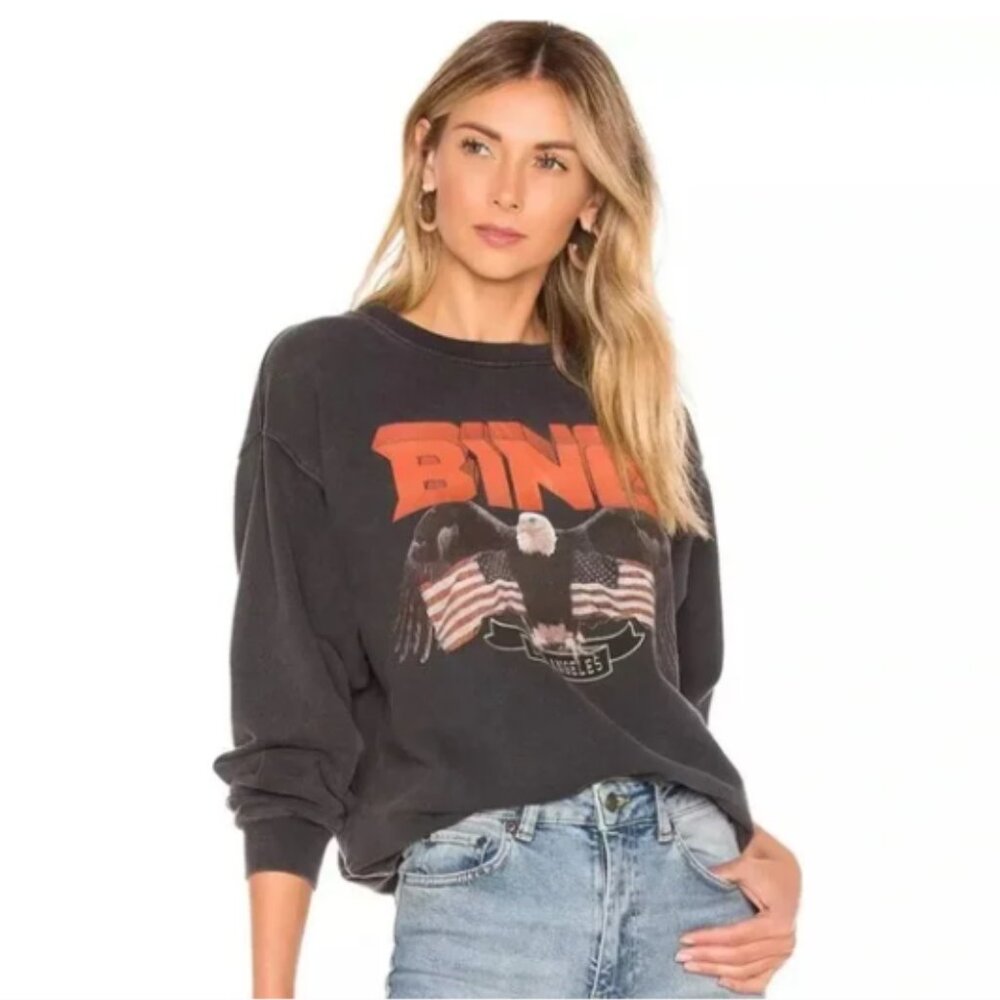 Anine Bing Sweatshirt with Eagle and Red Graphic